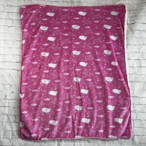 Kidgets Pink Sheep Lamb Baby Security Blanket White Moon Star Cloud Lovey